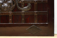 幅1148ミリ 帯鉄格子と巾着金具で貫録のある縦格子富山蔵戸 G2555