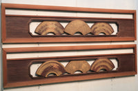 極上!! 四季折々の花木が描かれた扇形の板を並べた風流な欄間 E6085ab 在庫(a:1 b:0)枚