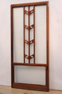 Width 667 mm, height 1362 mm Total chestnut! ! Glass door F6069 4 pieces set with japanese glass and wooden leaf watermark arrow feather band pattern