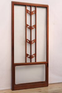 Width 667 mm, height 1362 mm Total chestnut! ! Glass door F6069 4 pieces set with japanese glass and wooden leaf watermark arrow feather band pattern