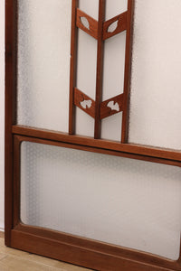 Width 667 mm, height 1362 mm Total chestnut! ! Glass door F6069 4 pieces set with japanese glass and wooden leaf watermark arrow feather band pattern