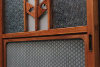 Width 667 mm, height 1362 mm Total chestnut! ! Glass door F6069 4 pieces set with japanese glass and wooden leaf watermark arrow feather band pattern