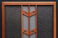 Width 667 mm, height 1362 mm Total chestnut! ! Glass door F6069 4 pieces set with japanese glass and wooden leaf watermark arrow feather band pattern