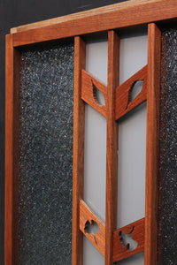 Width 667 mm, height 1362 mm Total chestnut! ! Glass door F6069 4 pieces set with japanese glass and wooden leaf watermark arrow feather band pattern