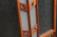 Width 667 mm, height 1362 mm Total chestnut! ! Glass door F6069 4 pieces set with japanese glass and wooden leaf watermark arrow feather band pattern