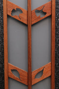 Width 667 mm, height 1362 mm Total chestnut! ! Glass door F6069 4 pieces set with japanese glass and wooden leaf watermark arrow feather band pattern