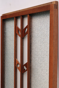 Width 667 mm, height 1362 mm Total chestnut! ! Glass door F6069 4 pieces set with japanese glass and wooden leaf watermark arrow feather band pattern