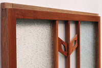 Width 667 mm, height 1362 mm Total chestnut! ! Glass door F6069 4 pieces set with japanese glass and wooden leaf watermark arrow feather band pattern