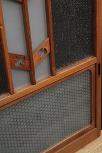 Width 667 mm, height 1362 mm Total chestnut! ! Glass door F6069 4 pieces set with japanese glass and wooden leaf watermark arrow feather band pattern