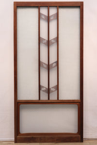 Width 667 mm, height 1362 mm Total chestnut! ! Glass door F6069 4 pieces set with japanese glass and wooden leaf watermark arrow feather band pattern