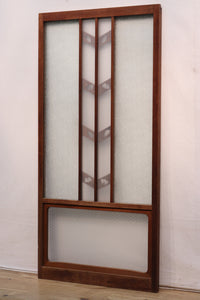 Width 667 mm, height 1362 mm Total chestnut! ! Glass door F6069 4 pieces set with japanese glass and wooden leaf watermark arrow feather band pattern