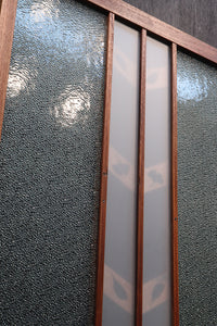 Width 667 mm, height 1362 mm Total chestnut! ! Glass door F6069 4 pieces set with japanese glass and wooden leaf watermark arrow feather band pattern