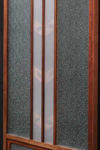 Width 667 mm, height 1362 mm Total chestnut! ! Glass door F6069 4 pieces set with japanese glass and wooden leaf watermark arrow feather band pattern
