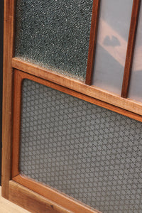 Width 667 mm, height 1362 mm Total chestnut! ! Glass door F6069 4 pieces set with japanese glass and wooden leaf watermark arrow feather band pattern