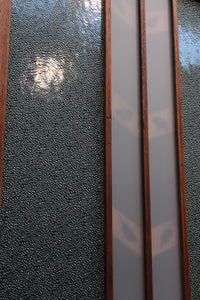 Width 667 mm, height 1362 mm Total chestnut! ! Glass door F6069 4 pieces set with japanese glass and wooden leaf watermark arrow feather band pattern
