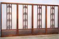 Width 667 mm, height 1362 mm Total chestnut! ! Glass door F6069 4 pieces set with japanese glass and wooden leaf watermark arrow feather band pattern