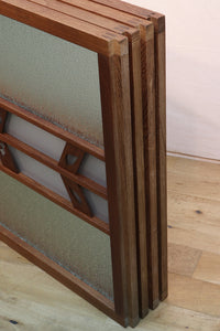 Width 667 mm, height 1362 mm Total chestnut! ! Glass door F6069 4 pieces set with japanese glass and wooden leaf watermark arrow feather band pattern