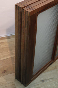Width 667 mm, height 1362 mm Total chestnut! ! Glass door F6069 4 pieces set with japanese glass and wooden leaf watermark arrow feather band pattern