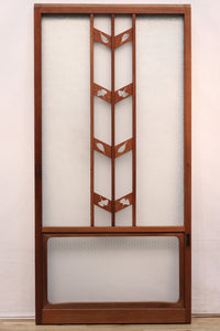 Width 667 mm, height 1362 mm Total chestnut! ! Glass door F6069 4 pieces set with japanese glass and wooden leaf watermark arrow feather band pattern