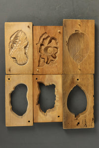 彫りも美しい植物の蓋付きの菓子型 DB7431abc 在庫(a:1 b:1 c:1)個