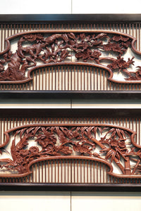 Rare! Carved wooden panel above paper sliding door E6798ab stock (a: where I spread beautiful Hanaki all over in a modern silhouette 0 b: 1)枚