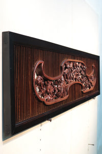 Rare! Carved wooden panel above paper sliding door E6798ab stock (a: where I spread beautiful Hanaki all over in a modern silhouette 0 b: 1)枚