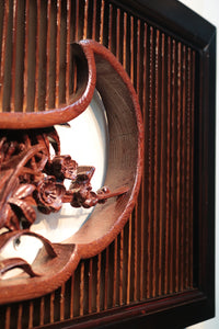 Rare! Carved wooden panel above paper sliding door E6798ab stock (a: where I spread beautiful Hanaki all over in a modern silhouette 0 b: 1)枚