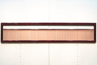 朱色の木枠と木地色の縦繁が雅で美しい欄間 E6817 在庫1枚