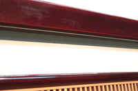 朱色の木枠と木地色の縦繁が雅で美しい欄間 E6817 在庫1枚