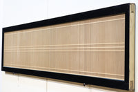 黒枠に木地色の縦繁が映えるガラス入り欄間 E8603 在庫1枚