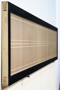 黒枠に木地色の縦繁が映えるガラス入り欄間 E8603 在庫1枚