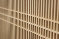 黒枠に木地色の縦繁が映えるガラス入り欄間 E8603 在庫1枚