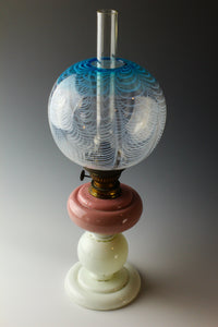 Round blue edge scraped rare color oil pot stand lamp Z-A