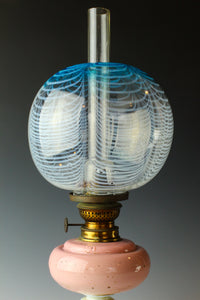 Round blue edge scraped rare color oil pot stand lamp Z-A