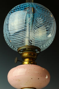 Round blue edge scraped rare color oil pot stand lamp Z-A