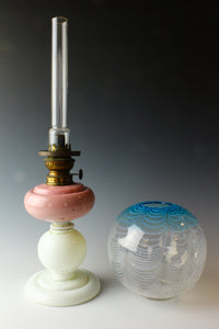 Round blue edge scraped rare color oil pot stand lamp Z-A