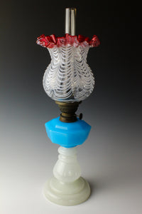 Gold red scraped wavy pattern chamfered blue oil pot stand lamp Z-F