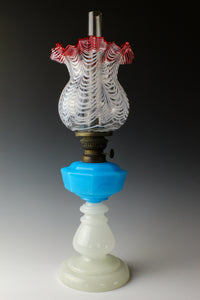 Gold red scraped wavy pattern chamfered blue oil pot stand lamp Z-F