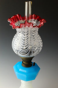 Gold red scraped wavy pattern chamfered blue oil pot stand lamp Z-F