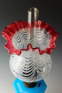 Gold red scraped wavy pattern chamfered blue oil pot stand lamp Z-F