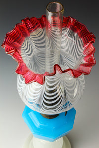 Gold red scraped wavy pattern chamfered blue oil pot stand lamp Z-F