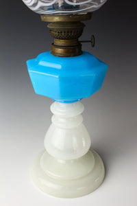 Gold red scraped wavy pattern chamfered blue oil pot stand lamp Z-F