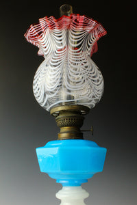 Gold red scraped wavy pattern chamfered blue oil pot stand lamp Z-F