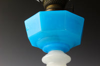 Gold red scraped wavy pattern chamfered blue oil pot stand lamp Z-F