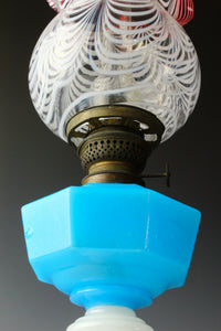 Gold red scraped wavy pattern chamfered blue oil pot stand lamp Z-F