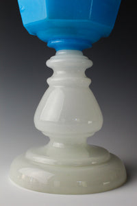 Gold red scraped wavy pattern chamfered blue oil pot stand lamp Z-F