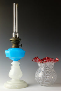 Gold red scraped wavy pattern chamfered blue oil pot stand lamp Z-F