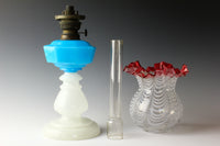 Gold red scraped wavy pattern chamfered blue oil pot stand lamp Z-F