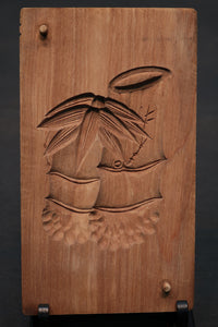 花木や家屋などの模様を1つ描いた情緒ある四角の菓子型 DB3108a-n 在庫8個