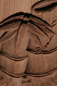 花木や家屋などの模様を1つ描いた情緒ある四角の菓子型 DB3108a-n 在庫8個